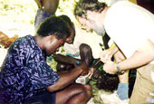 Paul Bryce assisting in the Solomon Islands