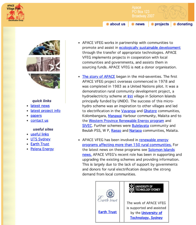 APACE archived website