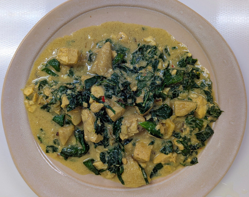 Breadfruit Coconut Fish and Leafy Greens