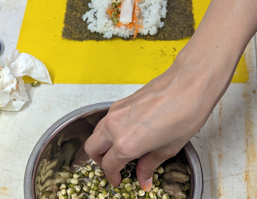 Spicy Veggie Sushi Rolls with Mung Bean Sprouts EXTRA if there i